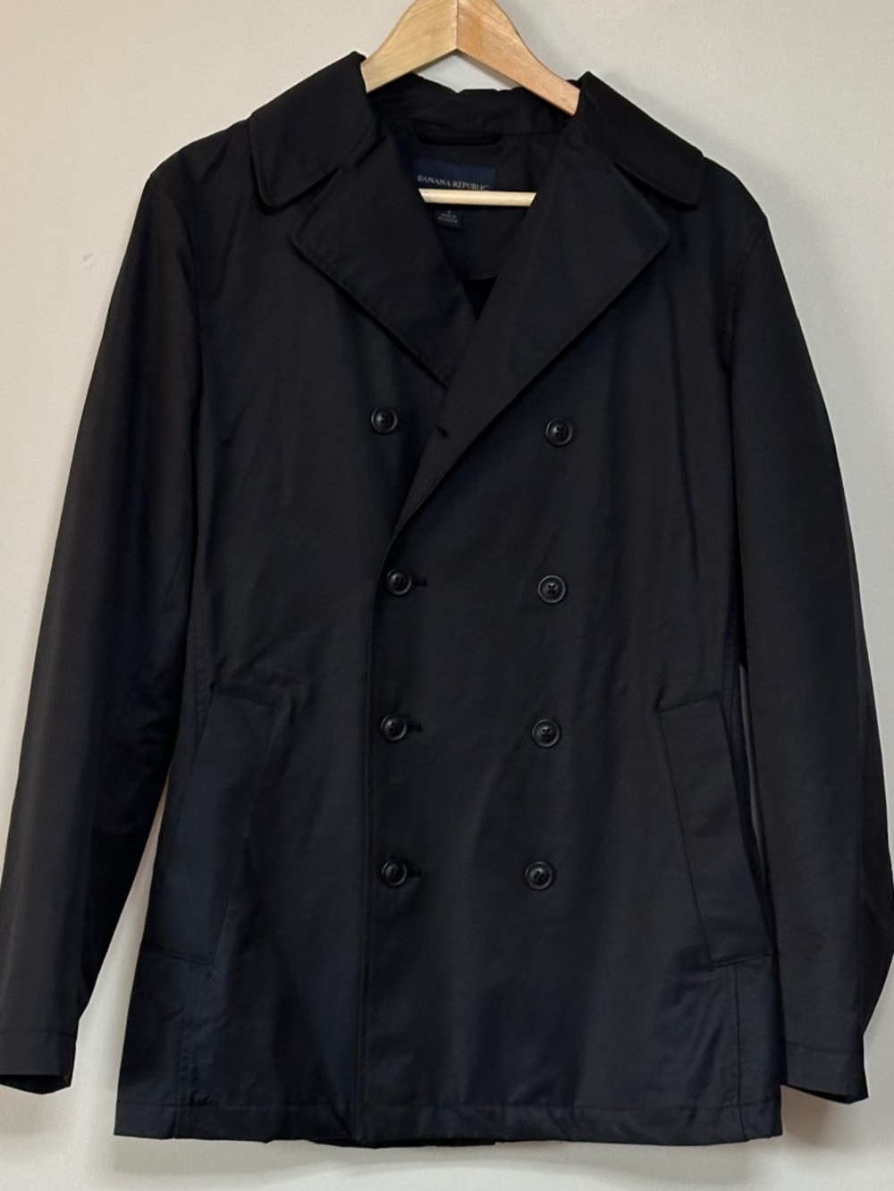 Banana Republic Black Double Breasted Trench Coat Jacket Size Small